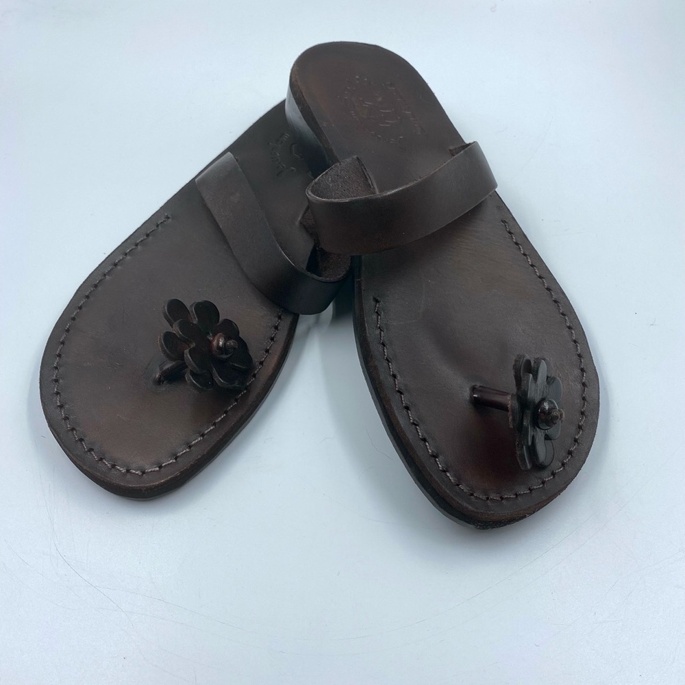 Jerusalem Sandals Esther Brown Leather Flip Flop Sandal Sz 41 /  Ladies 10